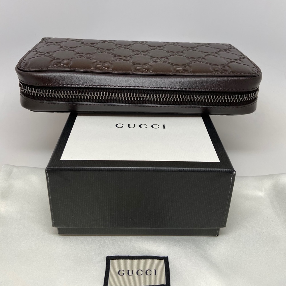 GUCCI Signature Ace GG Logo Calfskin Leather Zip Clutch Wallet Purse brand NEW - Picture 13 of 15